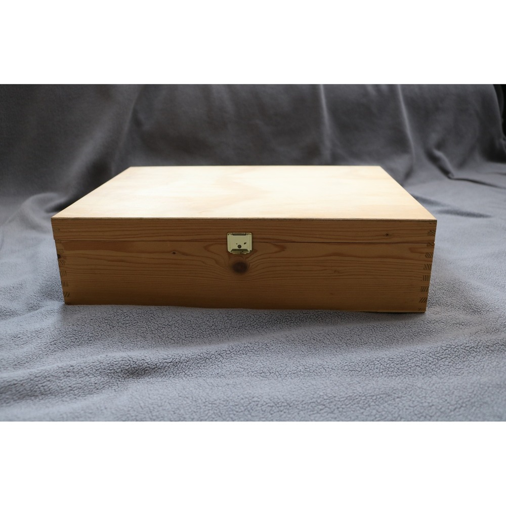 GR VERPACKUNGEN Wooden Storage Box Large Natural Wood Dovetail Keepsake Case DE